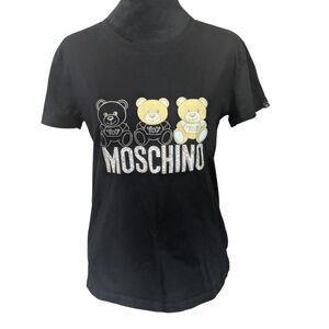 Authentic MOSCHINO Milano Toy Bear Logo T-Shirt Black Athletic Cut 2XL XXL